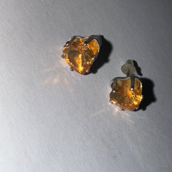 Clear 8.47mm Sterling Silver Heart Post Earrings - Picture 13 of 16